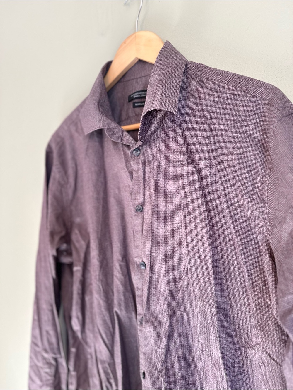 John Varvatos USA Men's Regular Fit Button Down Shirt Large Brown Textured